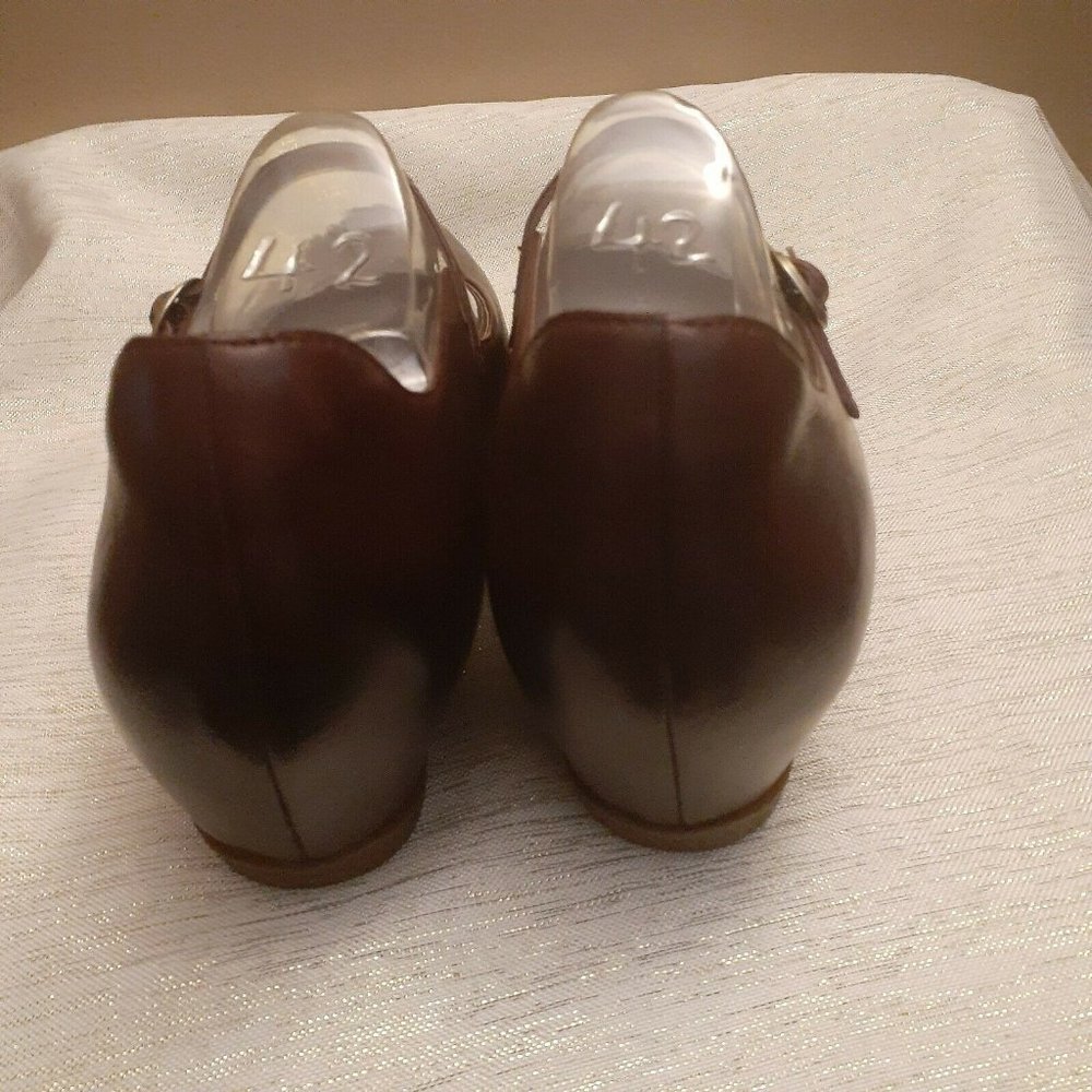Dansko Brown Leather Mary Jane Wedge Shoes - Picture 4 of 7